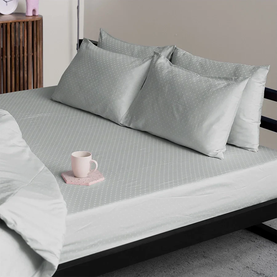 Bedsheet Set | Swiss Dot | 100% Cotton Single Size Bedsheet + 1 Pillow Case | 300TC - Single - Image 30