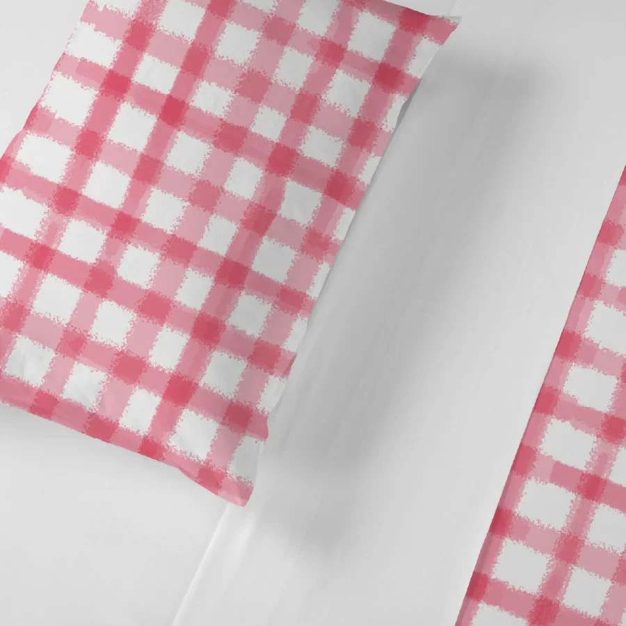 Bedsheet Set | Water Color Checks | 100% Cotton Single Size Bedsheet with 1 Pillow Case - Image 4