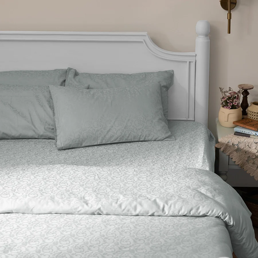 Fitted Bedsheet Set | Blooming Coral Jacquard | 100% Cotton Bedsheet + 2 Pillow Cases [Sizes: King Bedsheets & Queen/ Double Bedsheets] | 300TC - Image 30