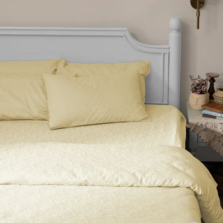 Fitted Bedsheet Set | Blooming Coral Jacquard | 100% Cotton Bedsheet + 2 Pillow Cases [Sizes: King Bedsheets & Queen/ Double Bedsheets] | 300TC - Image 37
