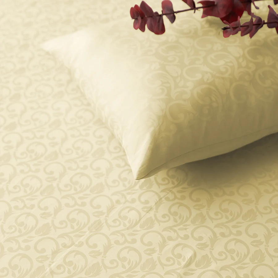Fitted Bedsheet Set | Blooming Coral Jacquard | 100% Cotton Bedsheet + 2 Pillow Cases [Sizes: King Bedsheets & Queen/ Double Bedsheets] | 300TC - Image 38