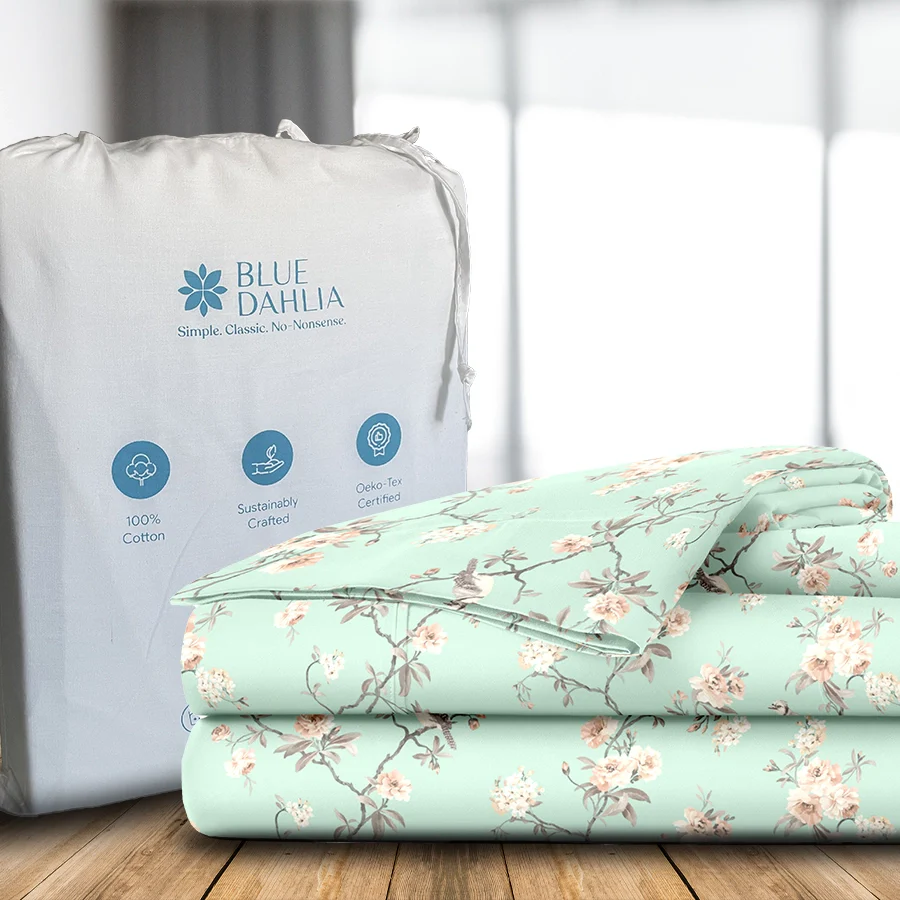 Bedsheet Set | Cherry Blossom | 100% Cotton King Size Bedsheet + 2 Pillow Cases - Image 5