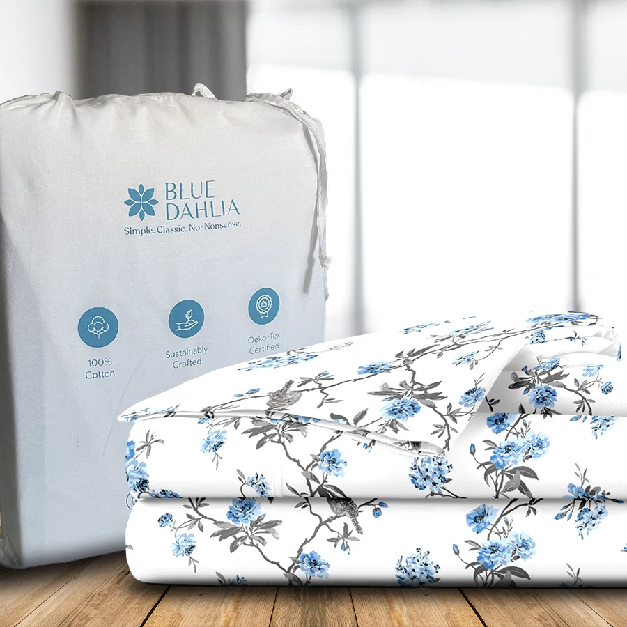 Bedsheet Set | Cherry Blossom | 100% Cotton King Size Bedsheet + 2 Pillow Cases - Image 7