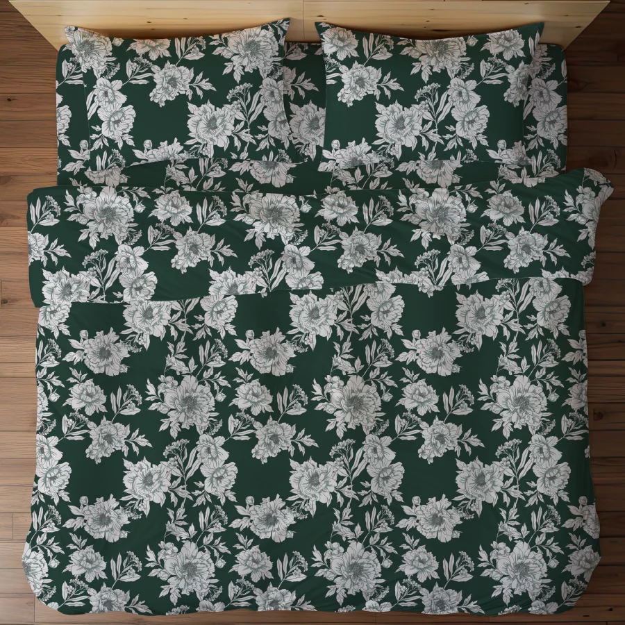 Bedsheet Set | Dreamy Flora | 100% Cotton King Size Bedsheet + 2 Pillow Cases - Image 4