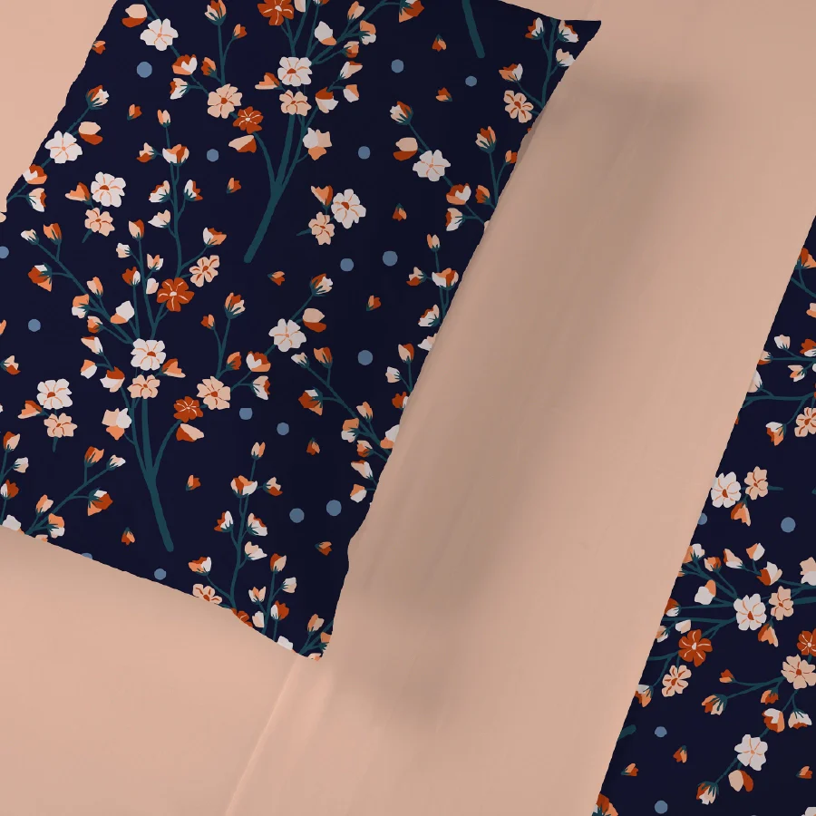 Bedsheet Set | Dusk Flora | 100% Cotton King Size Bedsheet + 2 Pillow Cases - Image 3