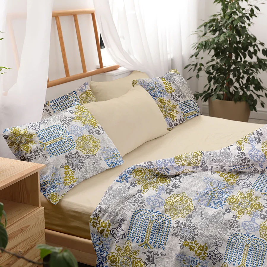 Duvet Cover | Pastel Brocade | 100% Cotton | Size : Double