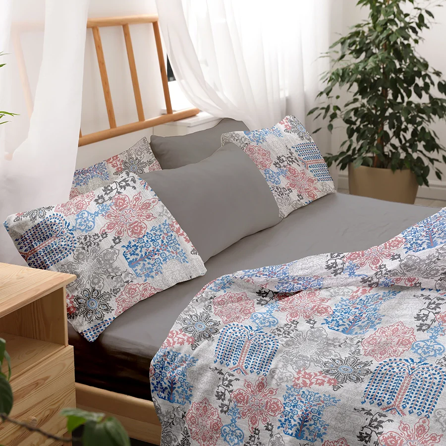 Duvet Cover | Pastel Brocade | 100% Cotton | Size : Double - Image 7
