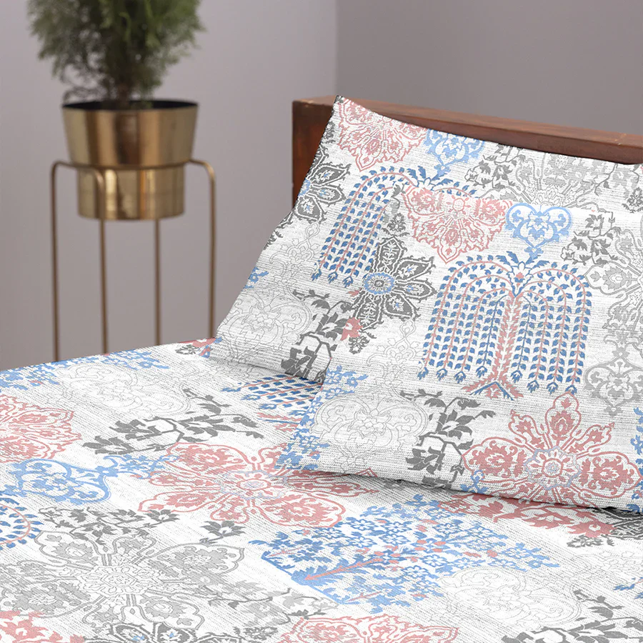Duvet Cover | Pastel Brocade | 100% Cotton | Size : Double - Image 9