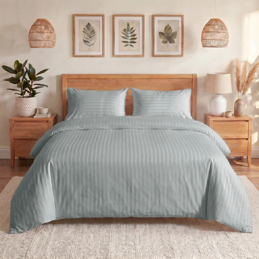 Duvet Cover | Striped Luxe | 100% Cotton | Size : Double | 300TC - Image 15