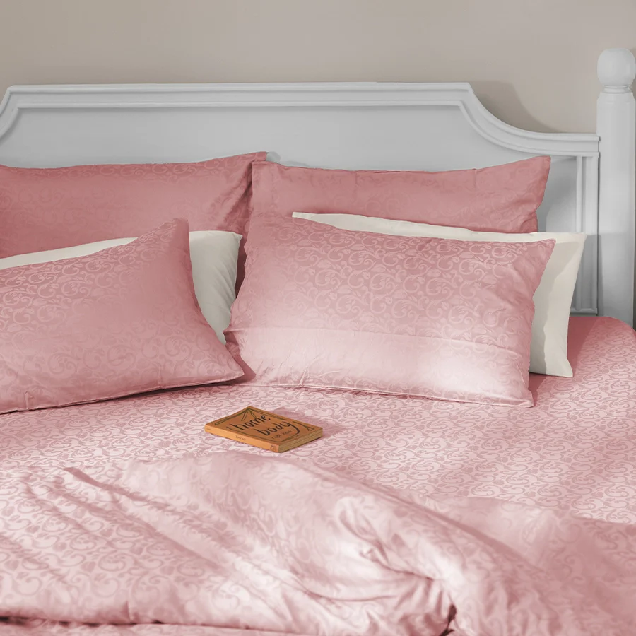 Duvet Cover | Blooming Coral Jacquard | 100% Cotton | Size : Double | 300TC - Image 3