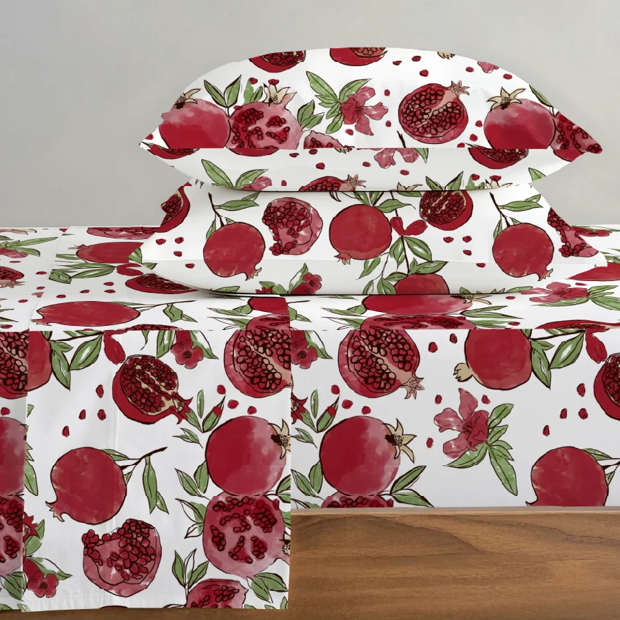 Duvet Cover | Garnet Bloom Red | 100% Cotton | Size : Double - Image 4