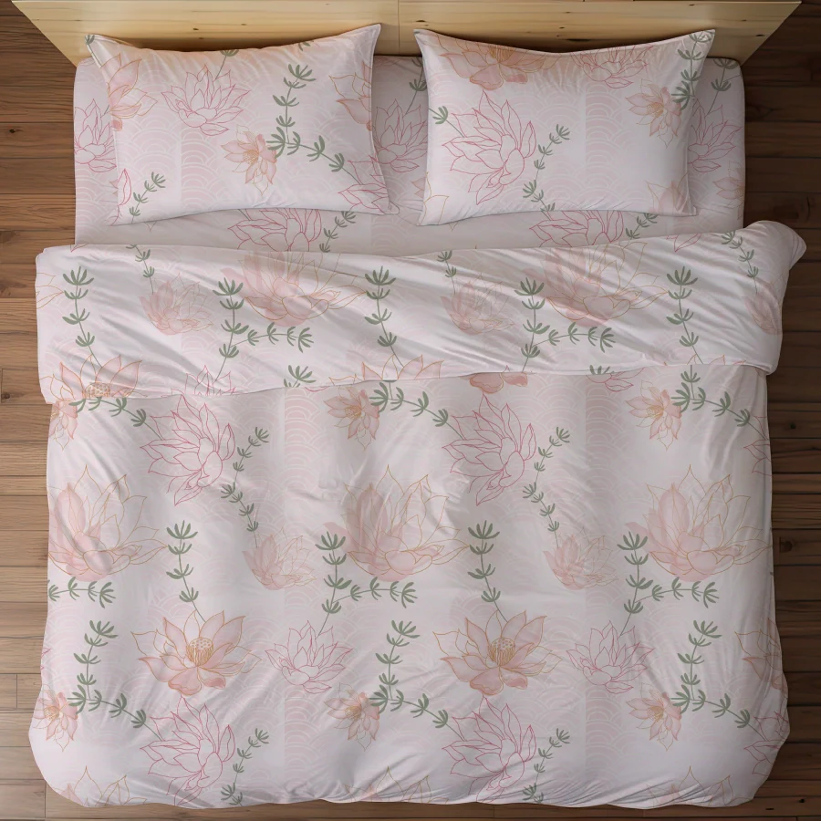 Bedsheet Set | Elegant Floral | 100% Cotton King Size Bedsheet + 2 Pillow Cases - Image 3