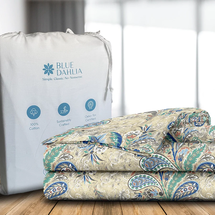 Fitted Bedsheet Set | Parsely Bohemian | 100% Cotton Bedsheet + 2 Pillow Cases [Sizes: King Bedsheets & Queen/ Double Bedsheets] - Image 4