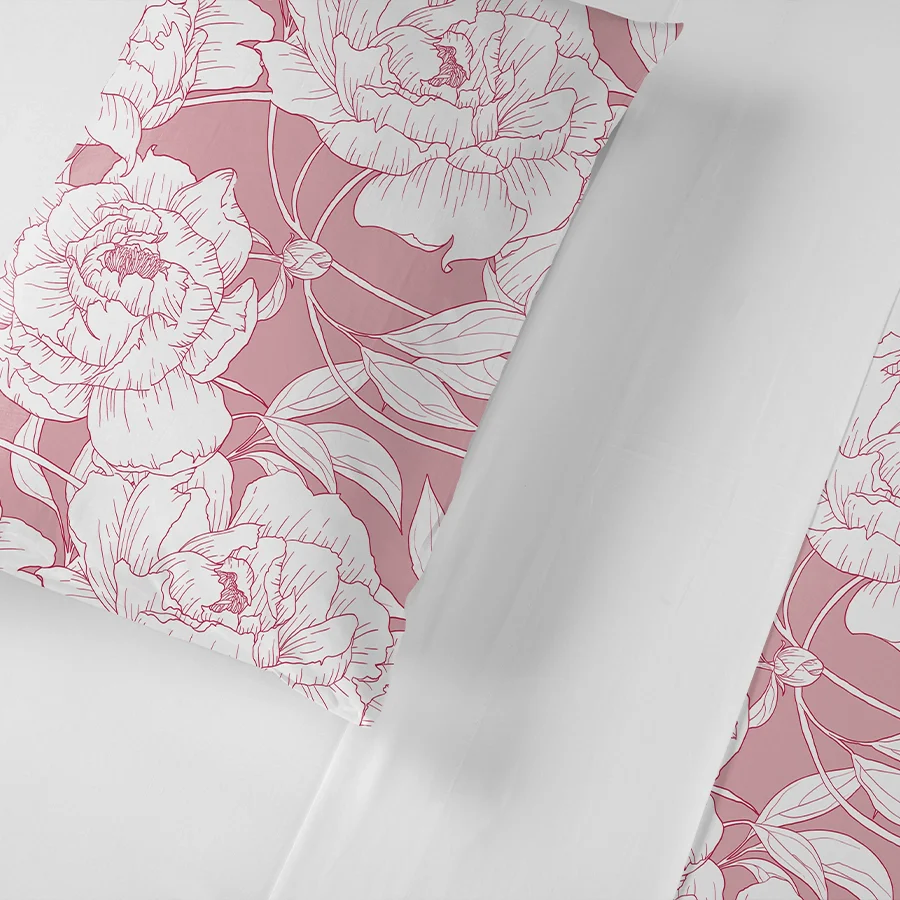 Fitted Bedsheet Set | Bloomful Pink | 100% Cotton Bedsheet + 2 Pillow Cases [Sizes: King Bedsheets & Queen/ Double Bedsheets] - Image 4