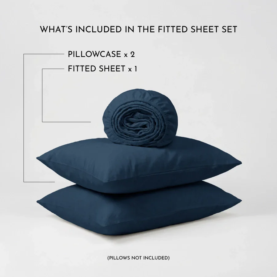 Fitted Bedsheet Set | 200TC Percale | 100% Cotton Bedsheet + 2 Pillow Cases [Sizes: King Bedsheets & Queen/ Double Bedsheets] - Image 61
