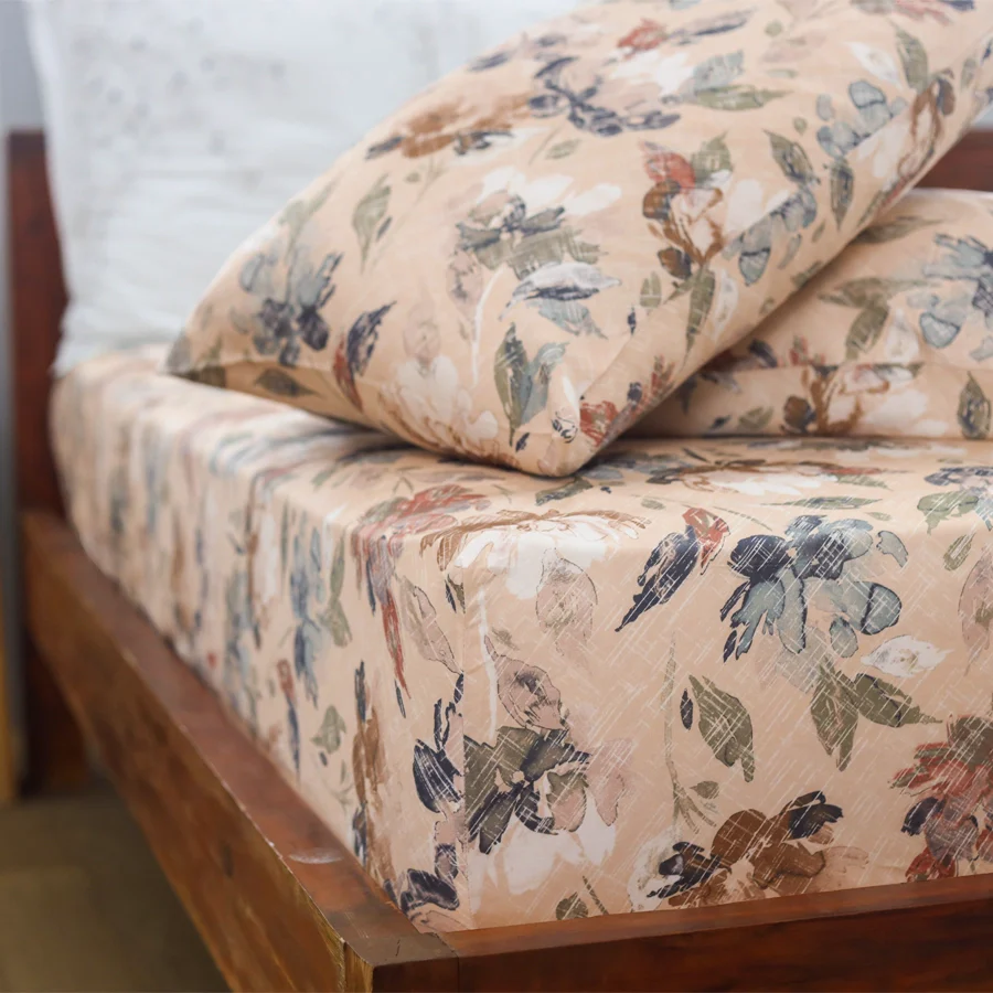 Fitted Bedsheet Set | Vintage Rustic Flowers | 100% Cotton Bedsheet + 2 Pillow Cases [Sizes: King Bedsheets & Queen/ Double Bedsheets] - Image 7