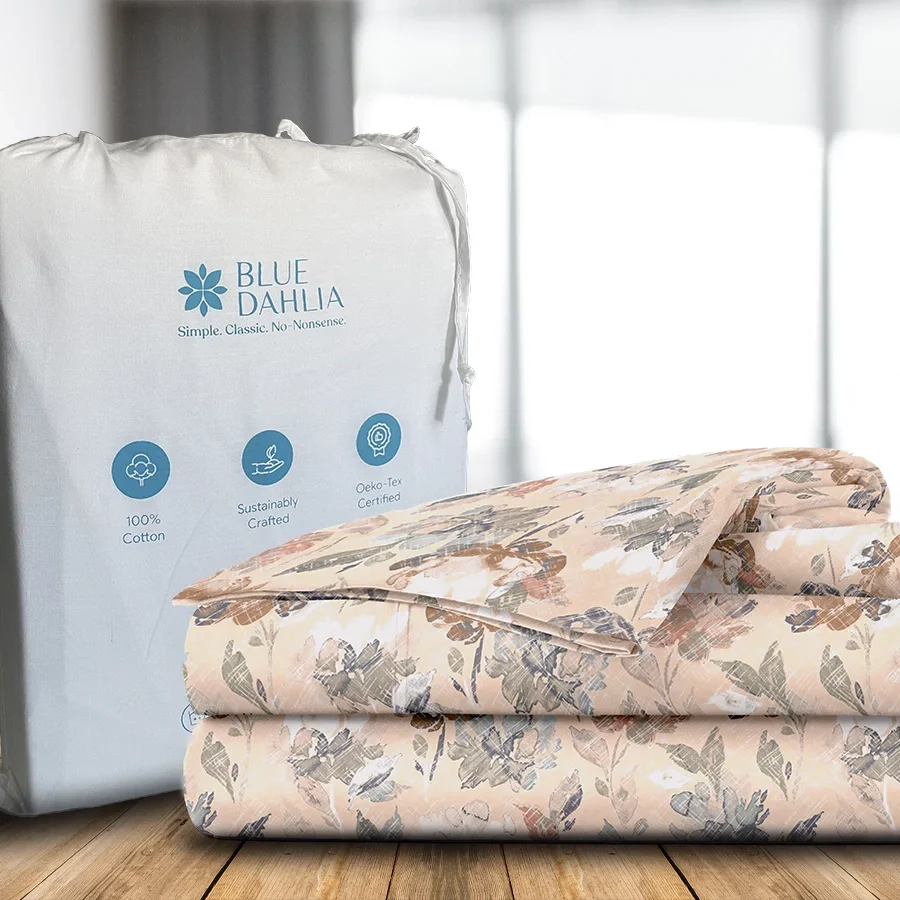 Fitted Bedsheet Set | Vintage Rustic Flowers | 100% Cotton Bedsheet + 2 Pillow Cases [Sizes: King Bedsheets & Queen/ Double Bedsheets] - Image 8