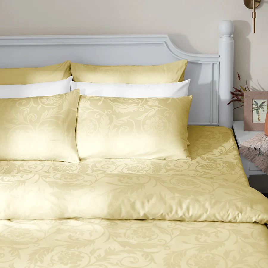 Fitted Bedsheet Set | Bold Floral Jacquard | 100% Cotton Bedsheet + 2 Pillow Cases [Sizes: King Bedsheets & Queen/ Double Bedsheets] | 300TC - Image 15