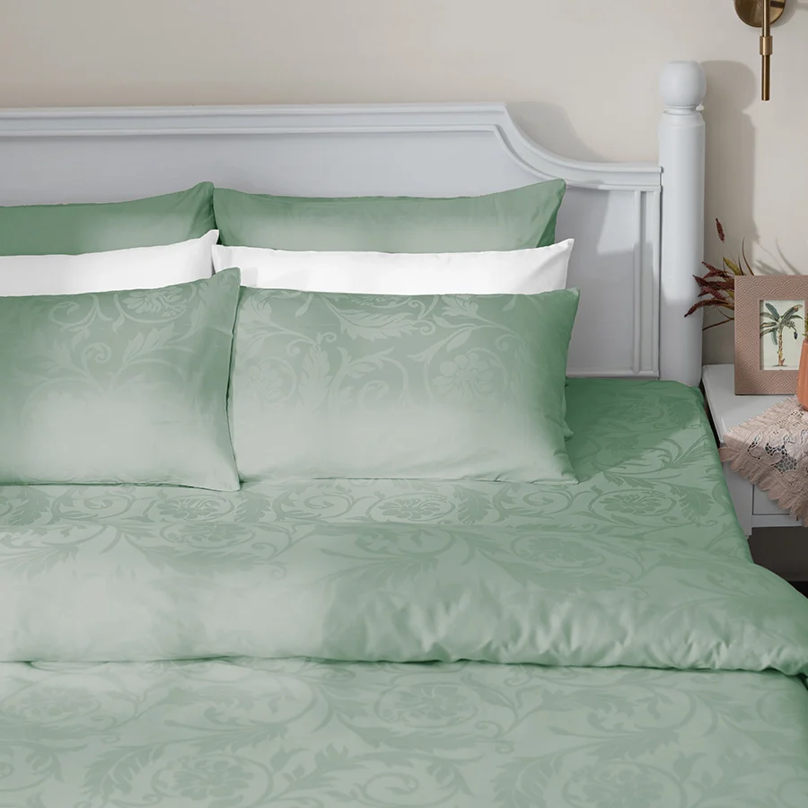 Fitted Bedsheet Set | Bold Floral Jacquard | 100% Cotton Bedsheet + 2 Pillow Cases [Sizes: King Bedsheets & Queen/ Double Bedsheets] | 300TC - Image 22
