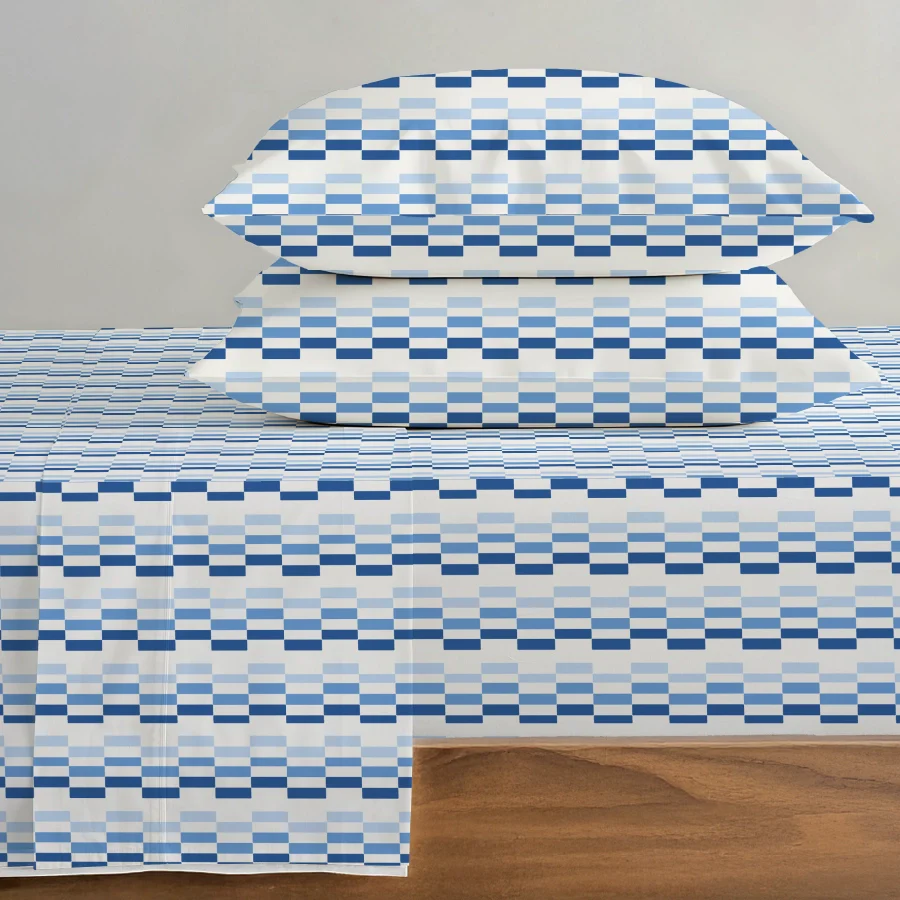 Fitted Bedsheet Set | Color Blocks | 100% Cotton Bedsheet + 2 Pillow Cases [Sizes: King Bedsheets & Queen/ Double Bedsheets] - Image 3