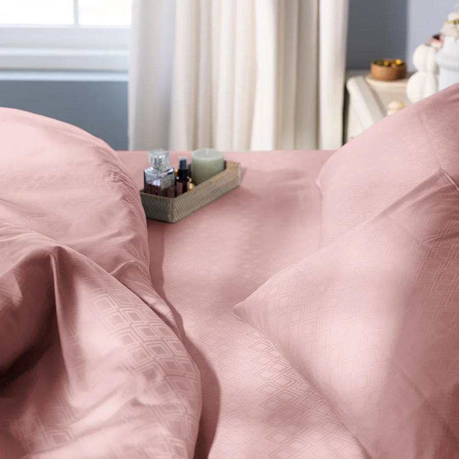 Fitted Bedsheet Set | Dazzling Diamond Jacquard | 100% Cotton Bedsheet + 2 Pillow Cases [Sizes: King Bedsheets & Queen/ Double Bedsheets] | 300TC - Image 14