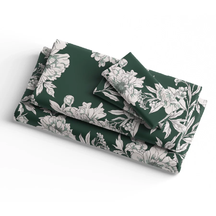 Fitted Bedsheet Set | Dreamy Flora | 100% Cotton Bedsheet + 2 Pillow Cases [Sizes: King Bedsheets & Queen/ Double Bedsheets] - Image 3
