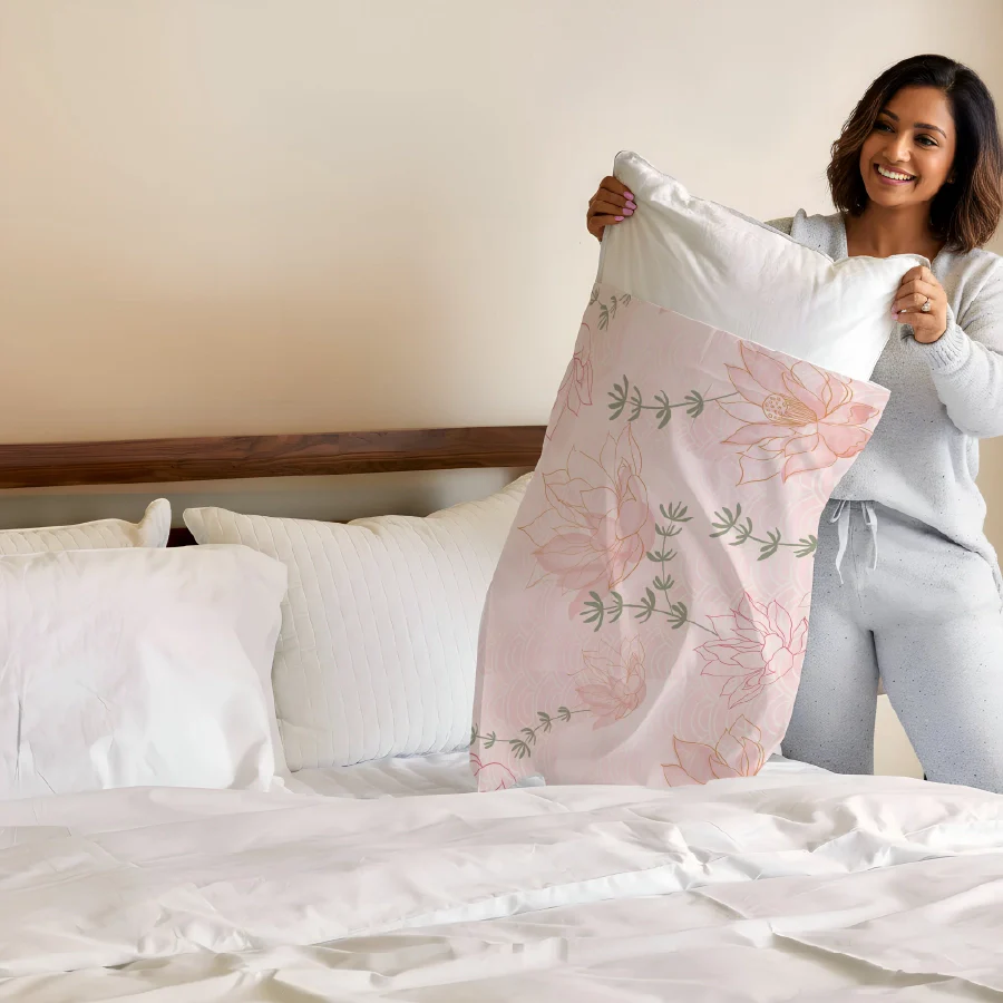 Fitted Bedsheet Set | Elegant Floral | 100% Cotton Bedsheet + 2 Pillow Cases [Sizes: King Bedsheets & Queen/ Double Bedsheets] - Image 3