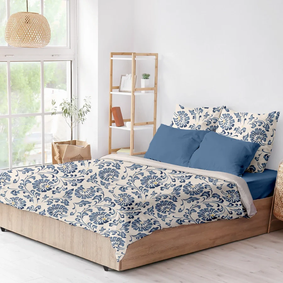 Fitted Bedsheet Set | Ethnic Folk Art | 100% Cotton Bedsheet + 2 Pillow Cases [Sizes: King Bedsheets & Queen/ Double Bedsheets]