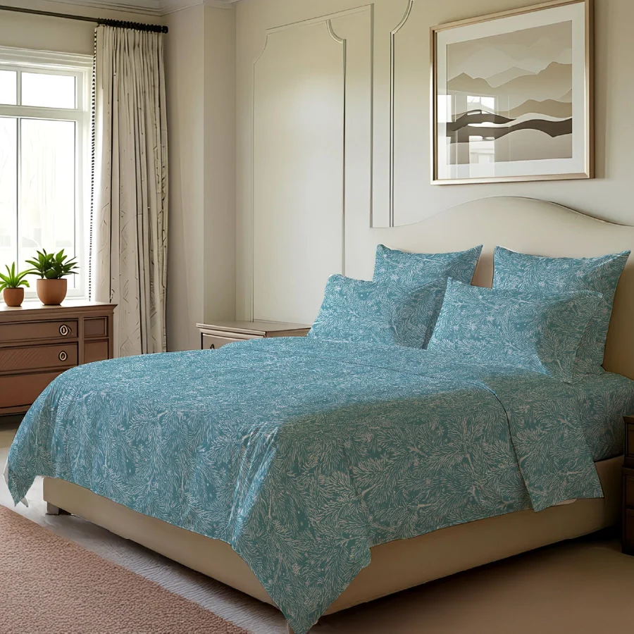 Fitted Bedsheet Set | Snowy Drift | 100% Cotton Bedsheet + 2 Pillow Cases [Sizes: King Bedsheets & Queen/ Double Bedsheets] - Image 3