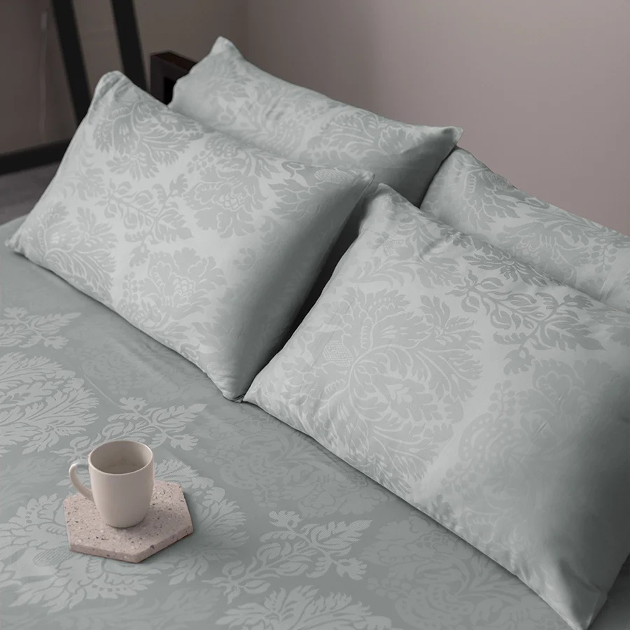 Fitted Bedsheet Set | Symmetrical Jacquard | 100% Cotton Bedsheet + 2 Pillow Cases [Sizes: King Bedsheets & Queen/ Double Bedsheets] | 300TC - Image 9