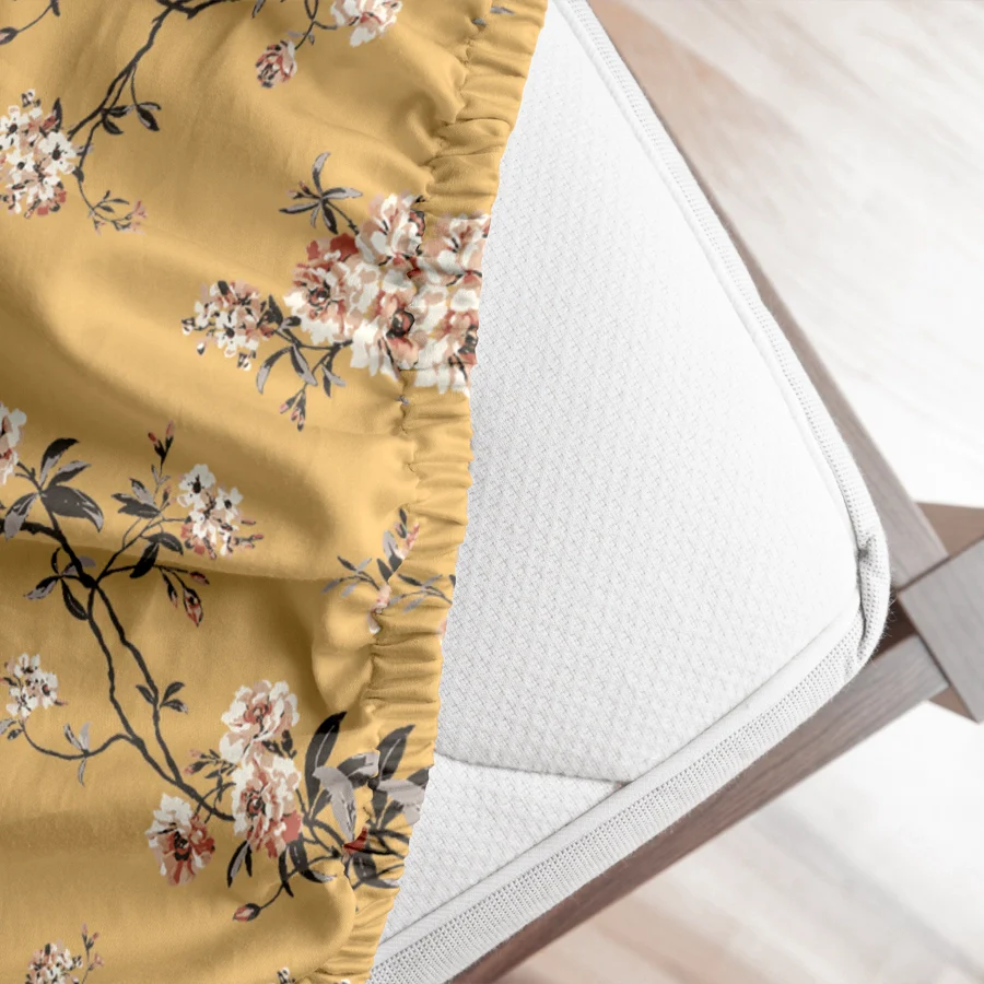 Fitted Bedsheet Set | Cherry Blossom | 100% Cotton Bedsheet + 2 Pillow Cases [Sizes: King Bedsheets & Queen/ Double Bedsheets] - Image 11