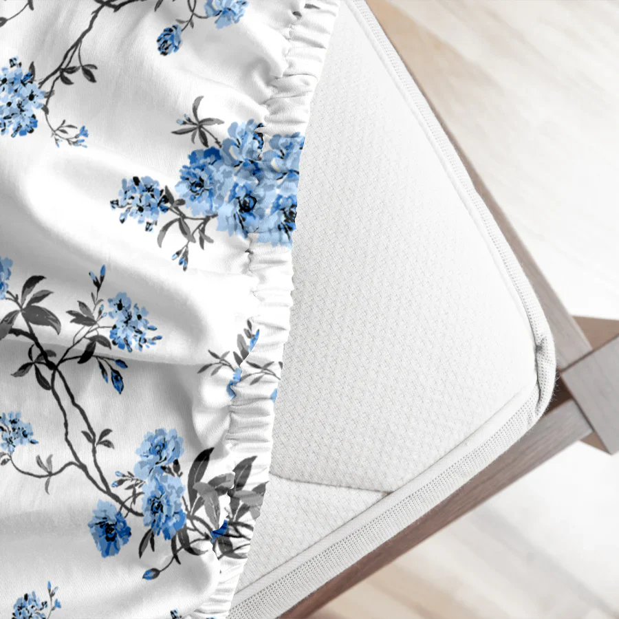 Fitted Bedsheet Set | Cherry Blossom | 100% Cotton Bedsheet + 2 Pillow Cases [Sizes: King Bedsheets & Queen/ Double Bedsheets] - Image 6