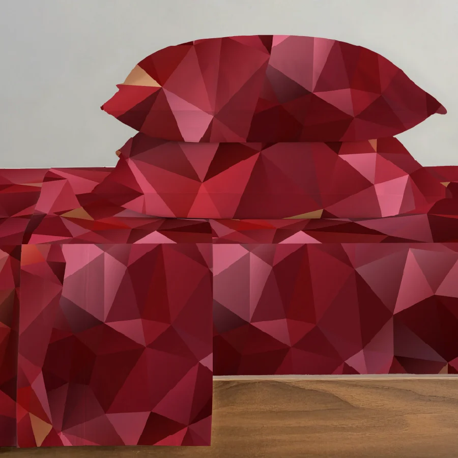 Bedsheet Set | Garnet Bloom Red | 100% Cotton King Size Bedsheet + 2 Pillow Cases - Image 3