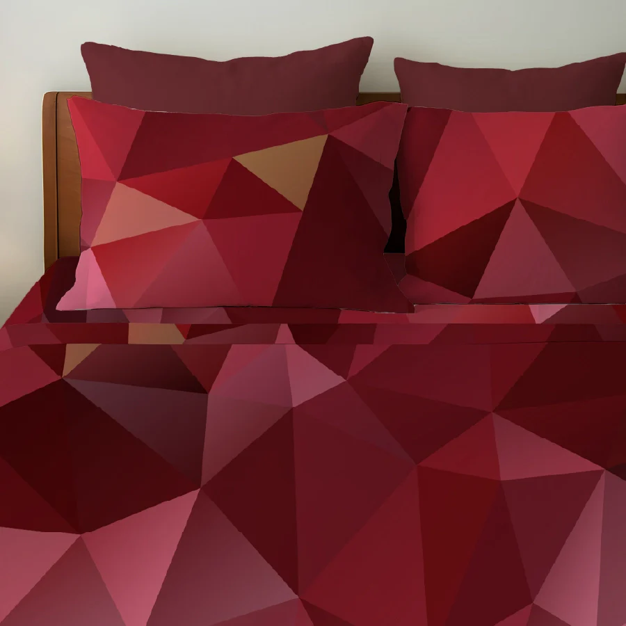 Bedsheet Set | Garnet Bloom Red | 100% Cotton King Size Bedsheet + 2 Pillow Cases - Image 5