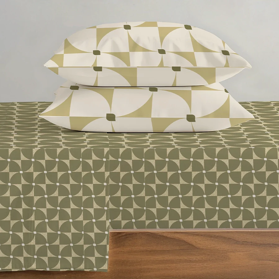 Bedsheet Set | Geo Floral | 100% Cotton King Size Bedsheet + 2 Pillow Cases - Image 6