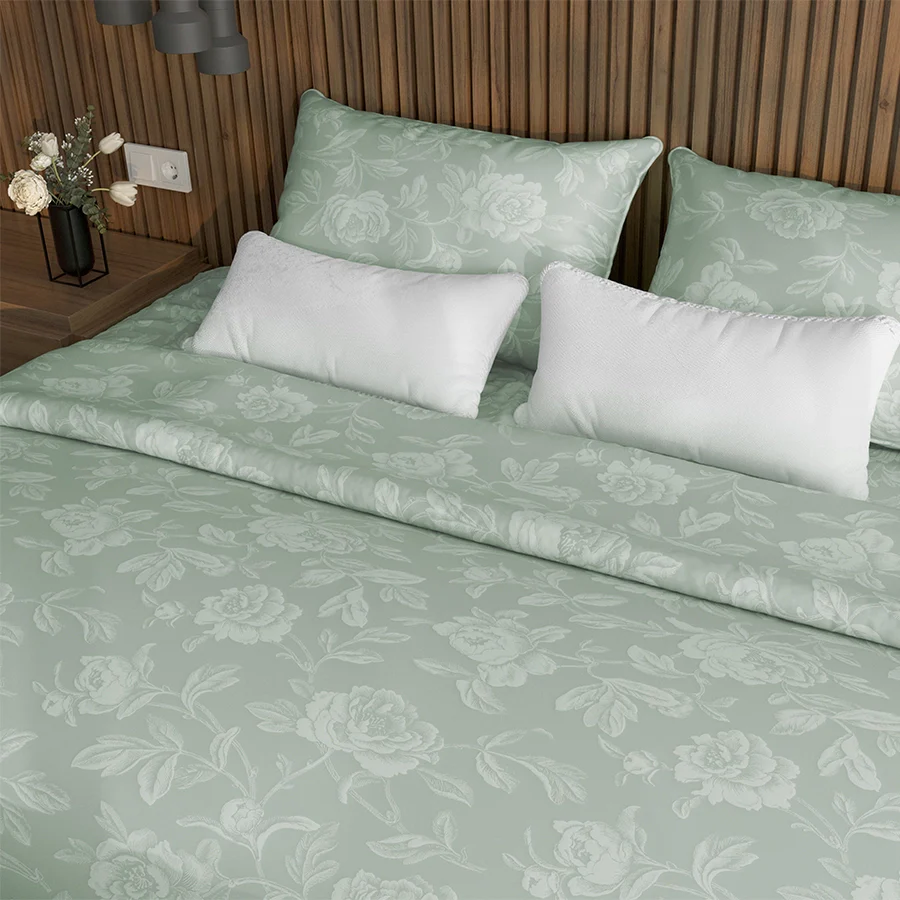 Bedsheet Set | Jacquard Rose | 100% Cotton King Size Bedsheet + 2 Pillow Cases | 300TC - Image 9