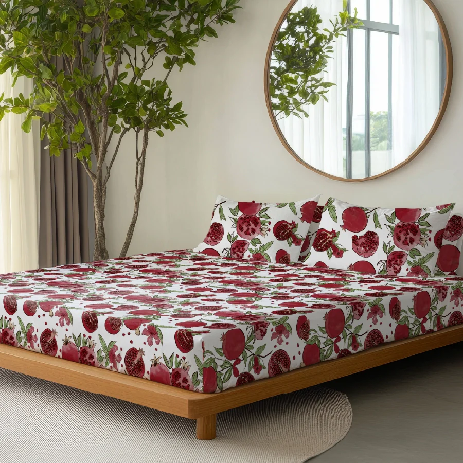 Pillow Cover | Garnet Bloom White | 100% Cotton | Pack of 2 Pillow Cases - Image 2