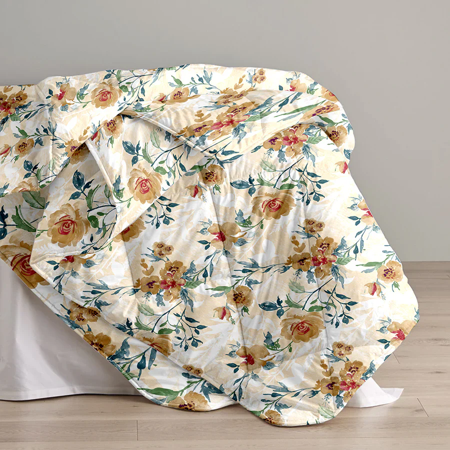 Quilt / AC Comforter | Size: Double | Soft Camellias - Image 7