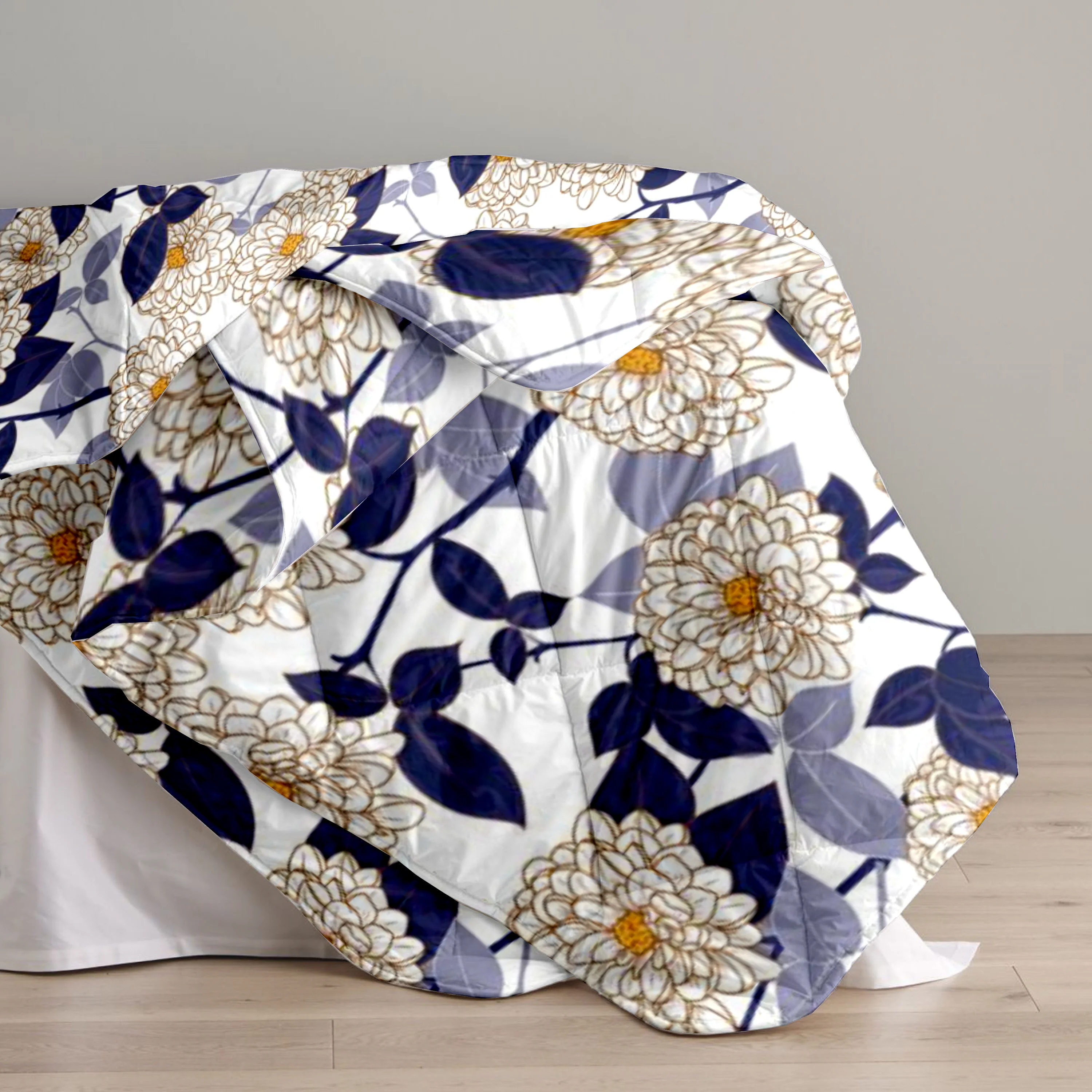 Quilt / AC Comforter | Size: Double | Dahlia Range Dark Blue