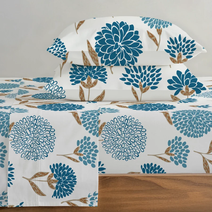 Quilt / AC Comforter | Size: Double | Dahlia Range Light Blue - Image 3