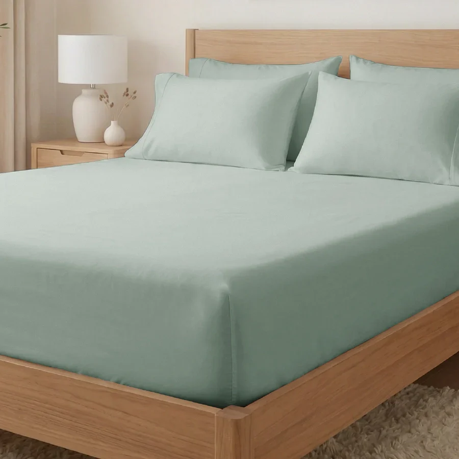 Fitted Bedsheet Set |  400TC Solid | 100% Cotton Bedsheet + 2 Pillow Cases [Sizes: King Bedsheets & Queen/ Double Bedsheets] - Image 10