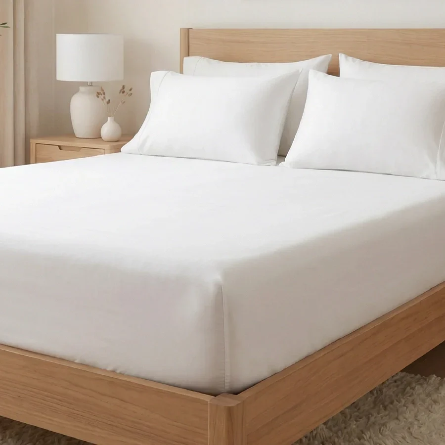 Fitted Bedsheet Set |  400TC Solid | 100% Cotton Bedsheet + 2 Pillow Cases [Sizes: King Bedsheets & Queen/ Double Bedsheets] - Image 34