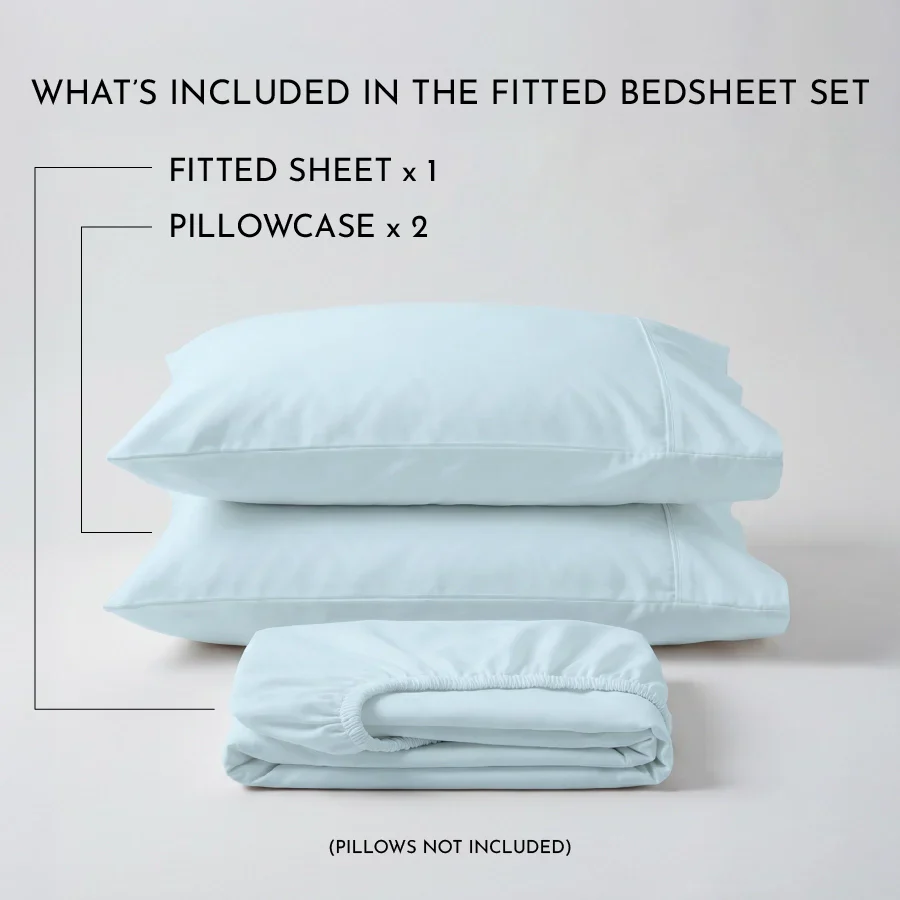 Fitted Bedsheet Set |  400TC Solid | 100% Cotton Bedsheet + 2 Pillow Cases [Sizes: King Bedsheets & Queen/ Double Bedsheets] - Image 5