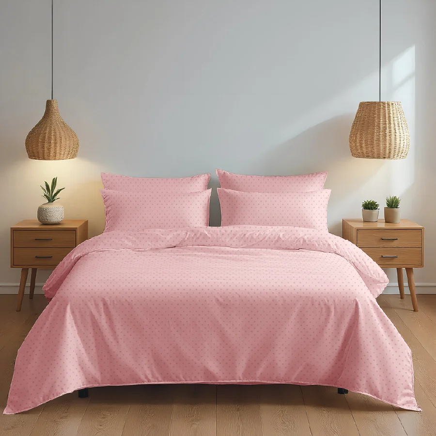 Fitted Bedsheet Set | Swiss Dot | 100% Cotton Bedsheet + 4 Pillow Cases [Sizes: King Bedsheets & Queen/ Double Bedsheets] |  500TC - Image 17