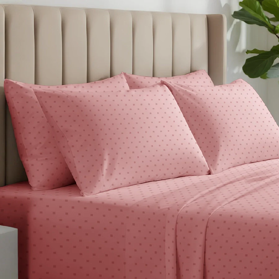 Fitted Bedsheet Set | Swiss Dot | 100% Cotton Bedsheet + 4 Pillow Cases [Sizes: King Bedsheets & Queen/ Double Bedsheets] |  500TC - Image 18