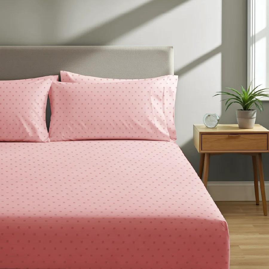 Fitted Bedsheet Set | Swiss Dot | 100% Cotton Bedsheet + 4 Pillow Cases [Sizes: King Bedsheets & Queen/ Double Bedsheets] |  500TC - Image 23