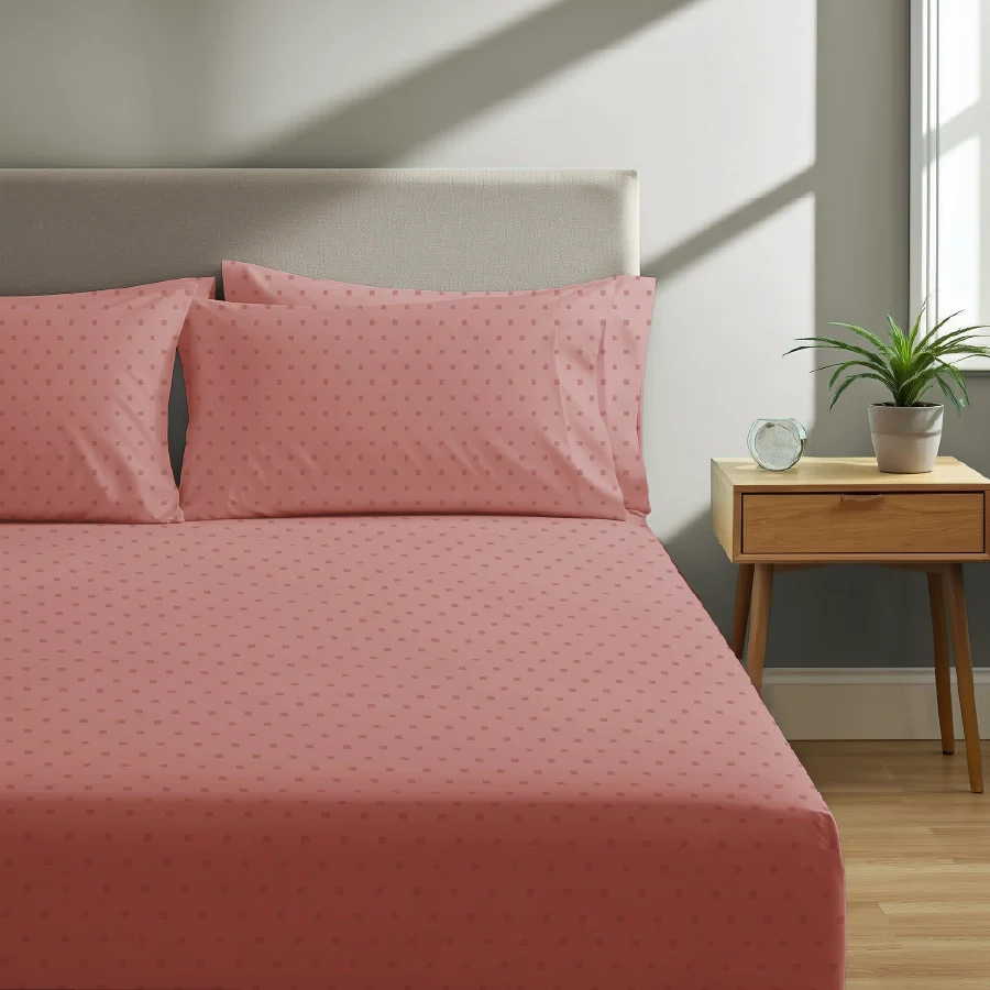 Fitted Bedsheet Set | Swiss Dot | 100% Cotton Bedsheet + 4 Pillow Cases [Sizes: King Bedsheets & Queen/ Double Bedsheets] |  500TC - Image 31
