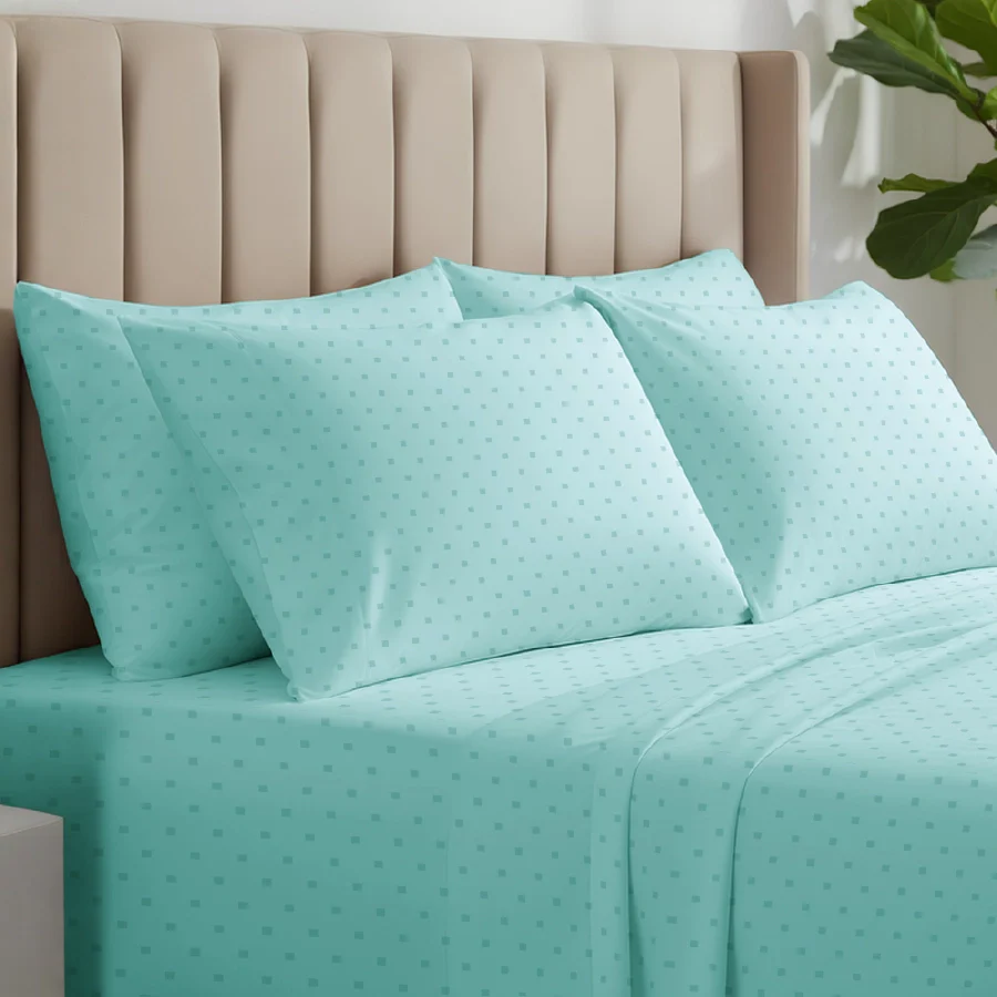 Fitted Bedsheet Set | Swiss Dot | 100% Cotton Bedsheet + 4 Pillow Cases [Sizes: King Bedsheets & Queen/ Double Bedsheets] |  500TC - Image 42