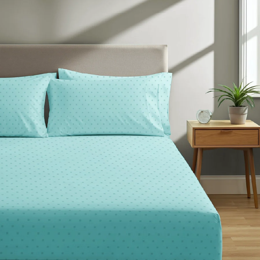 Fitted Bedsheet Set | Swiss Dot | 100% Cotton Bedsheet + 4 Pillow Cases [Sizes: King Bedsheets & Queen/ Double Bedsheets] |  500TC - Image 47