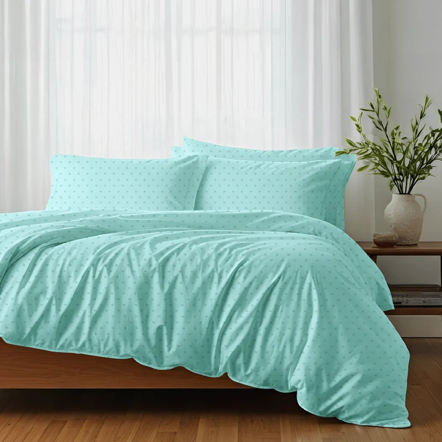 Fitted Bedsheet Set | Swiss Dot | 100% Cotton Bedsheet + 4 Pillow Cases [Sizes: King Bedsheets & Queen/ Double Bedsheets] |  500TC - Image 48